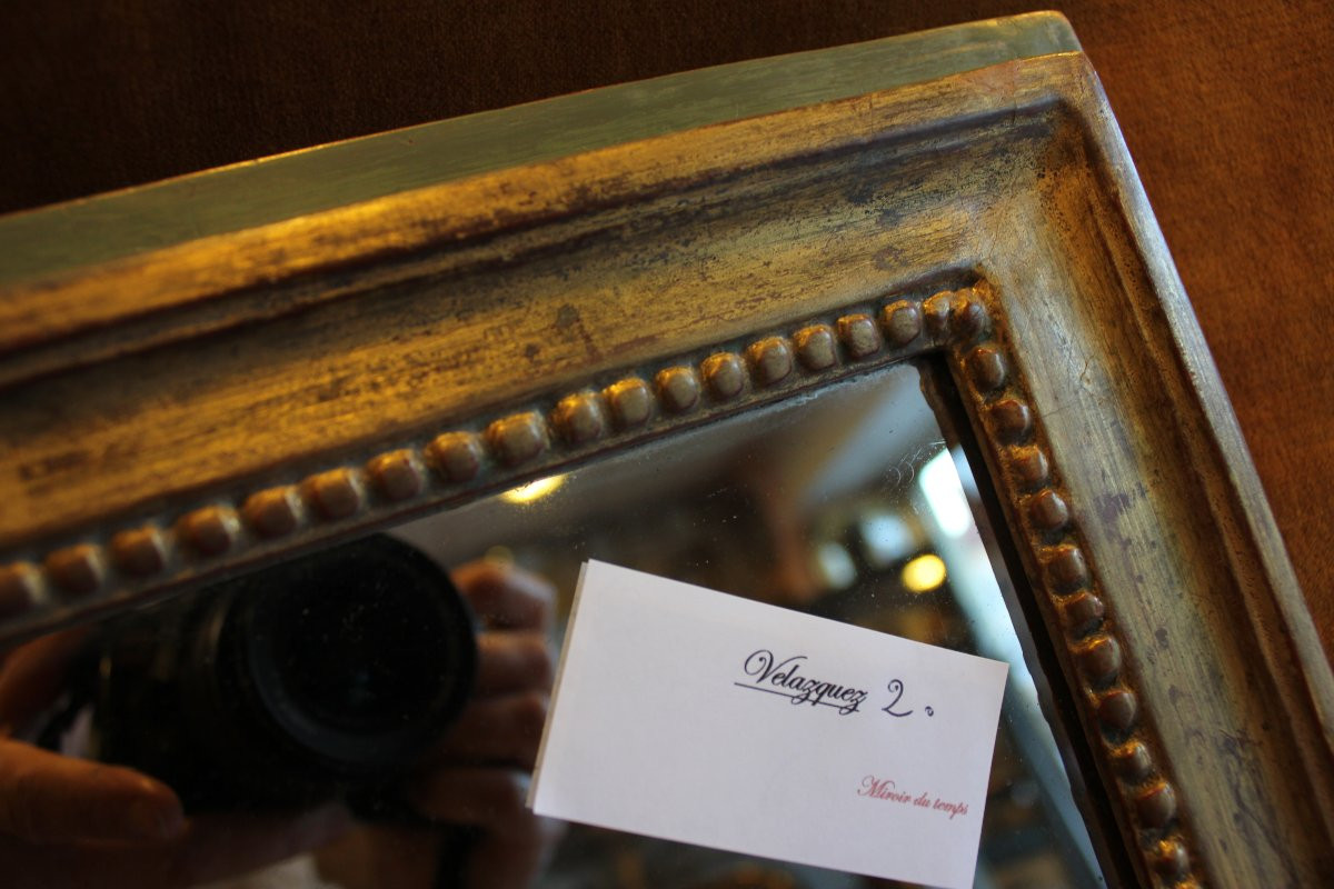 35 x 46 cm Petit miroir doré Louis XVI, glace mercure-photo-6