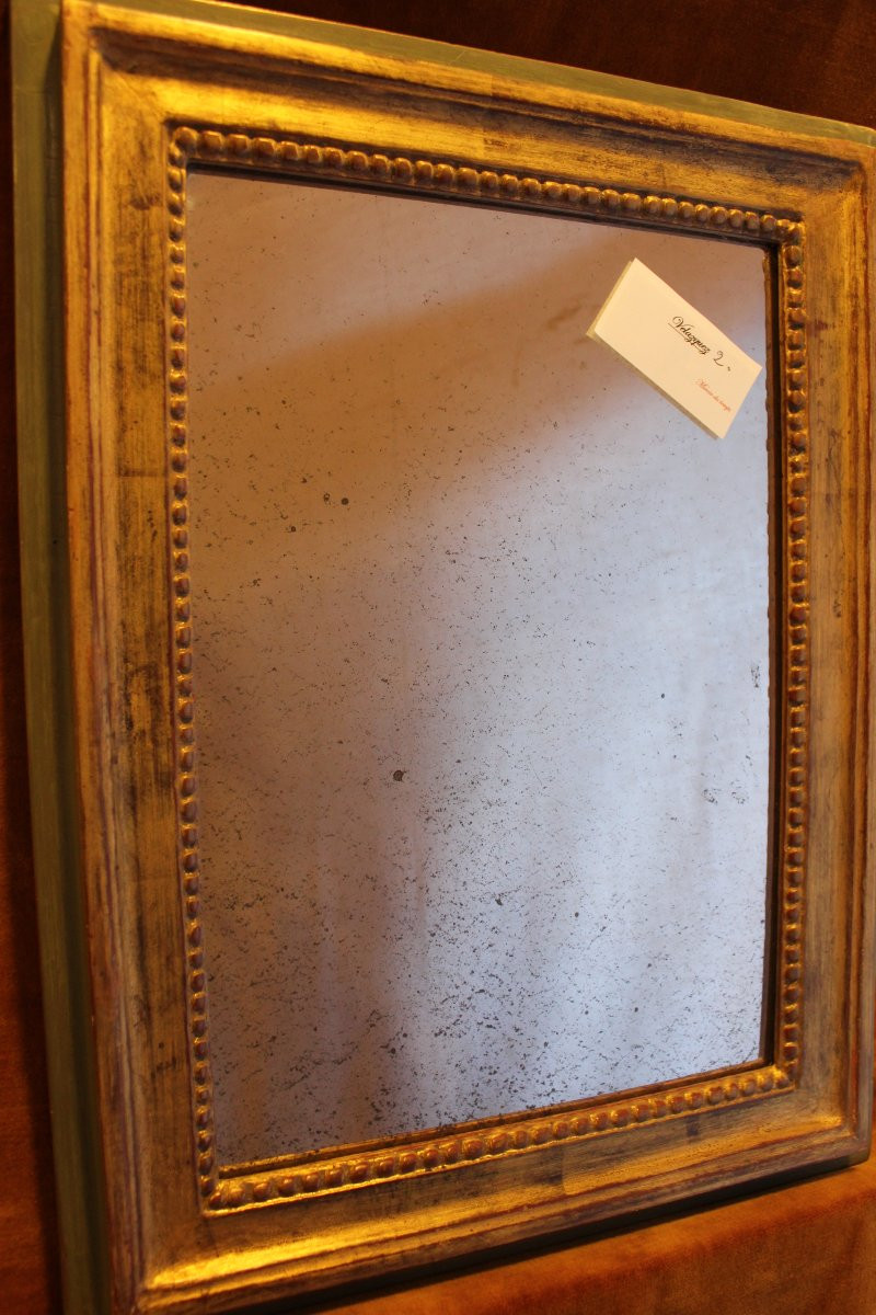 35 x 46 cm Petit miroir doré Louis XVI, glace mercure-photo-7