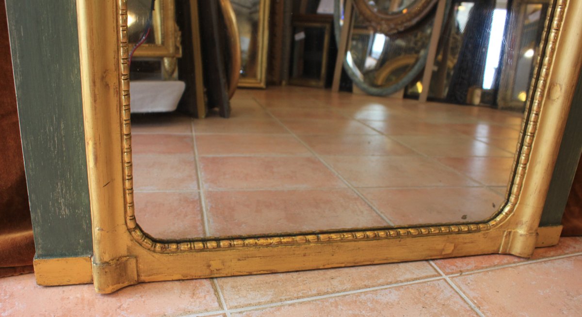 91 X 209 Cm Large Mirror, Louis XV Trumeau, Giltwood, Mercury Glass-photo-4