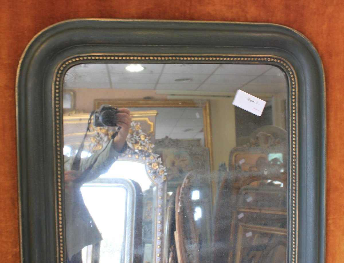 70 x 94 cm, Miroir ancien Louis Philippe perlé, glace mercure-photo-2