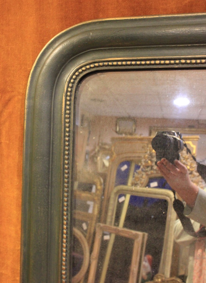 70 x 94 cm, Miroir ancien Louis Philippe perlé, glace mercure-photo-4