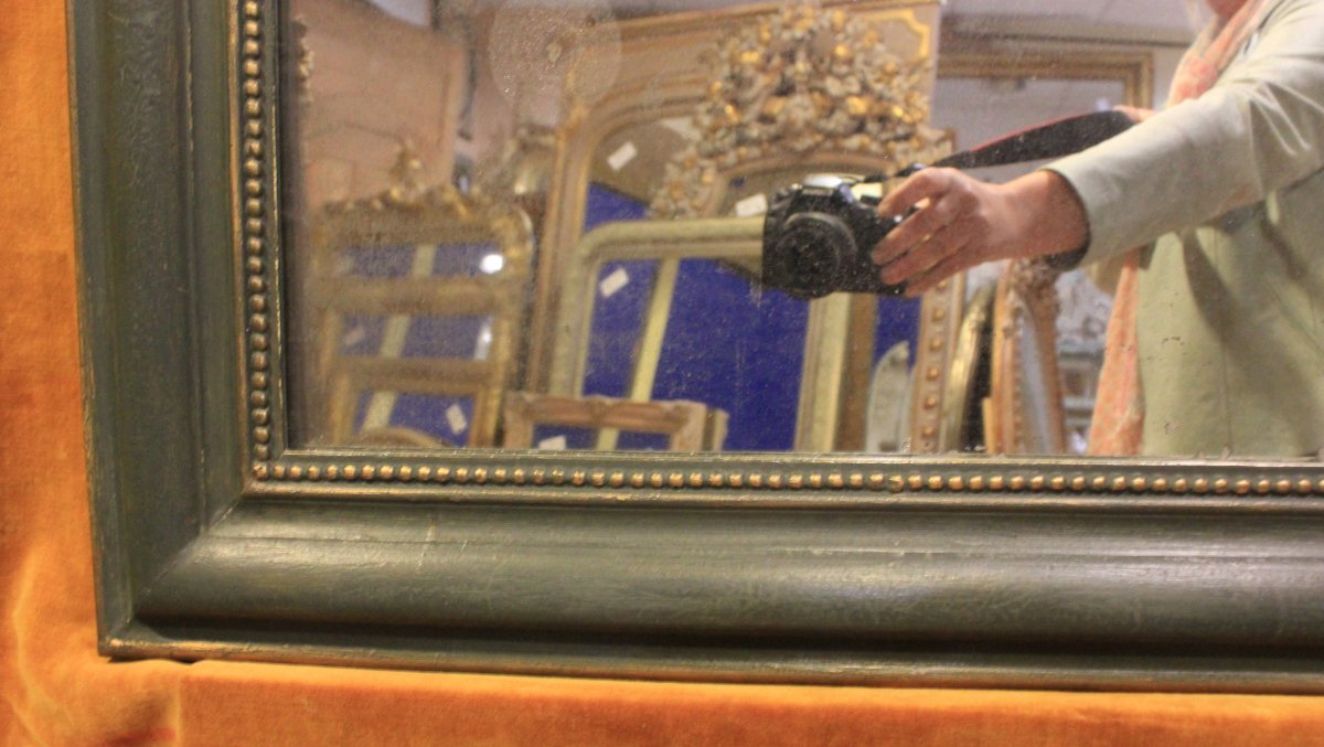 70 x 94 cm, Miroir ancien Louis Philippe perlé, glace mercure-photo-2