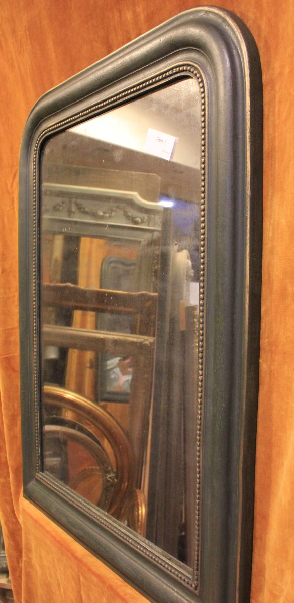 70 x 94 cm, Miroir ancien Louis Philippe perlé, glace mercure-photo-3