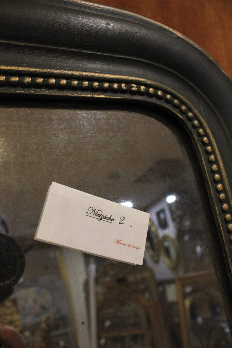 70 x 94 cm, Miroir ancien Louis Philippe perlé, glace mercure-photo-5