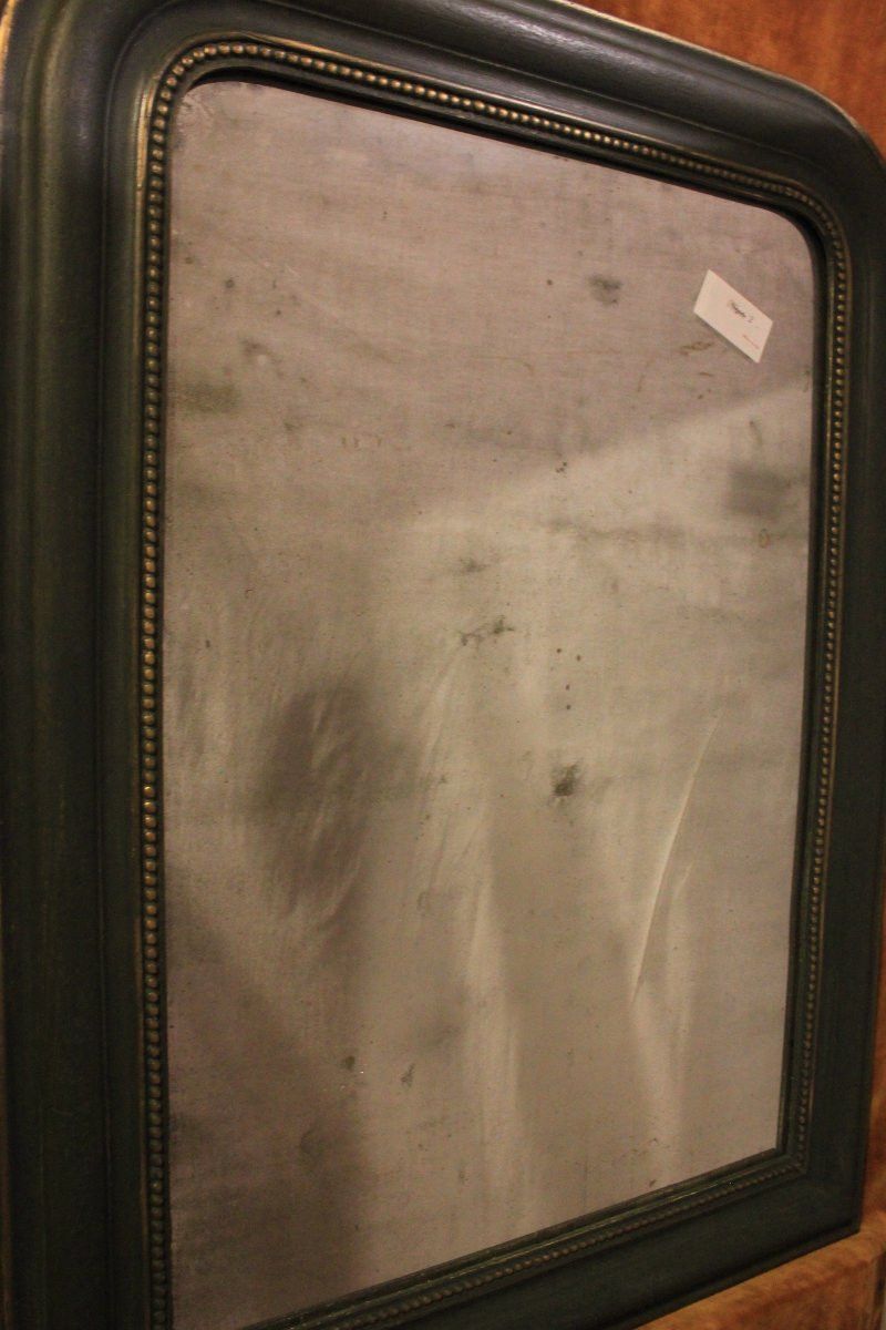 70 x 94 cm, Miroir ancien Louis Philippe perlé, glace mercure-photo-6