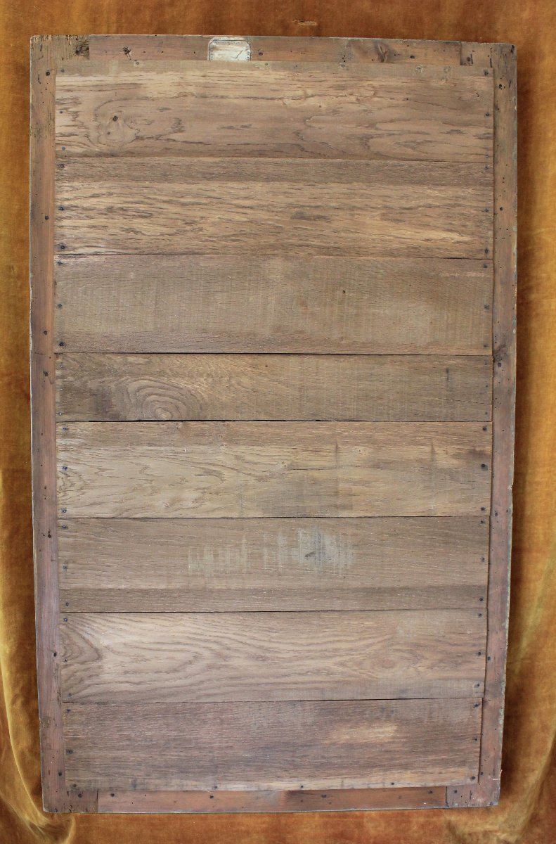 76 x 124 cm Miroir ancien rectangle restauration, feuille d'or et patine-photo-5