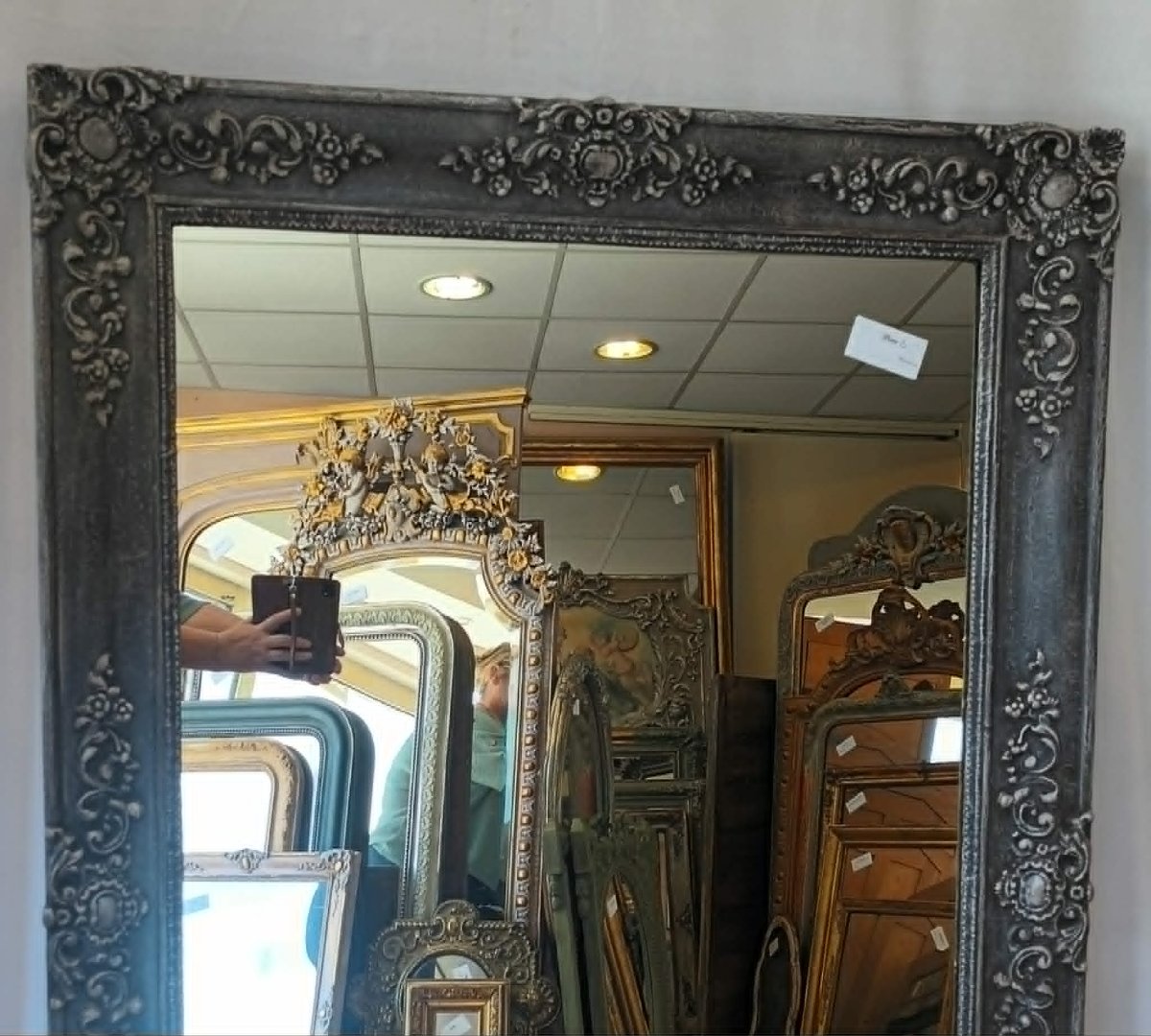 94 x 140 cm Miroir De Cheminée Ancien, finition patiné-photo-2