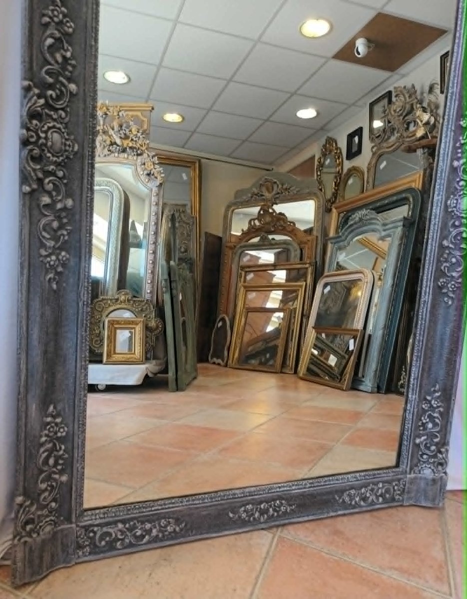94 x 140 cm Miroir De Cheminée Ancien, finition patiné-photo-3