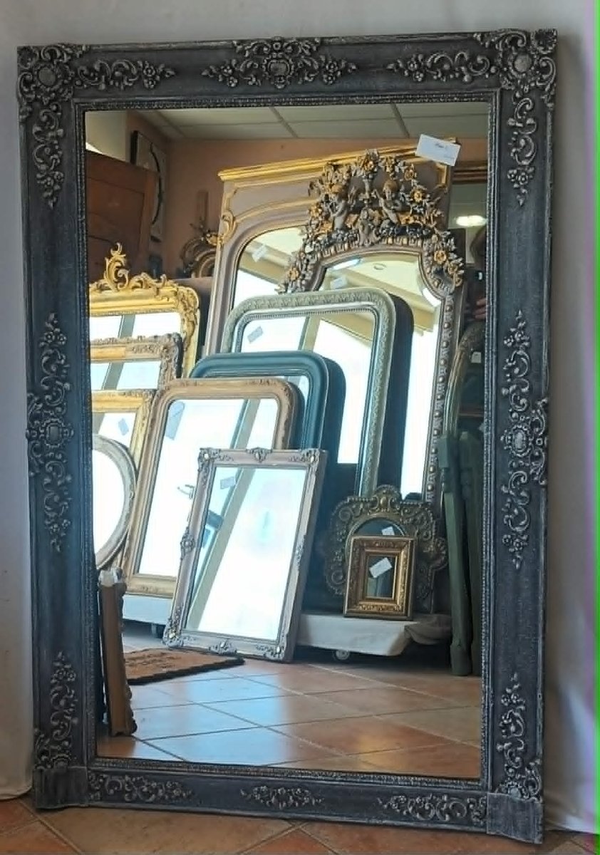 94 x 140 cm Miroir De Cheminée Ancien, finition patiné-photo-4