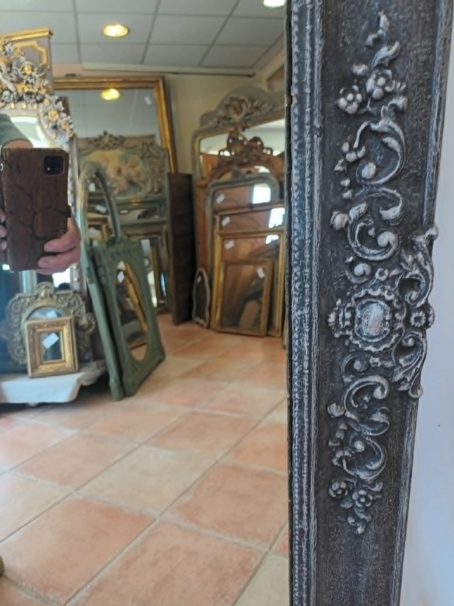 94 x 140 cm Miroir De Cheminée Ancien, finition patiné-photo-2
