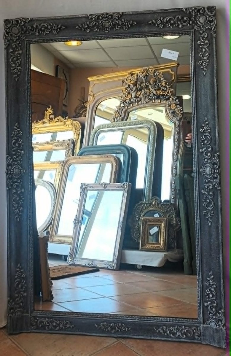 94 x 140 cm Miroir De Cheminée Ancien, finition patiné-photo-3