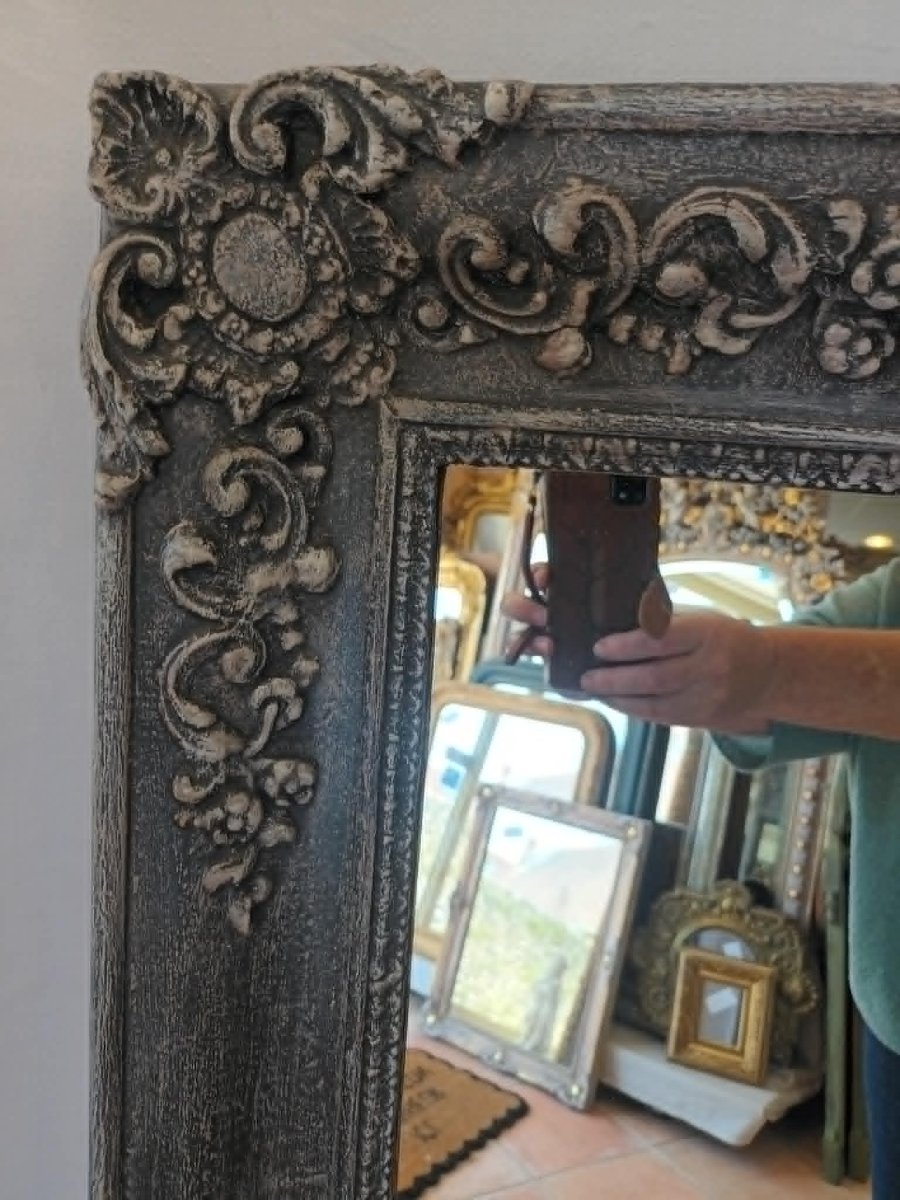 94 x 140 cm Miroir De Cheminée Ancien, finition patiné-photo-6