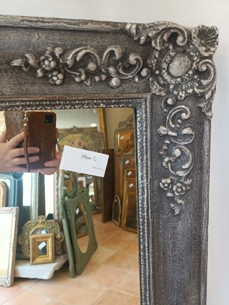 94 x 140 cm Miroir De Cheminée Ancien, finition patiné-photo-7