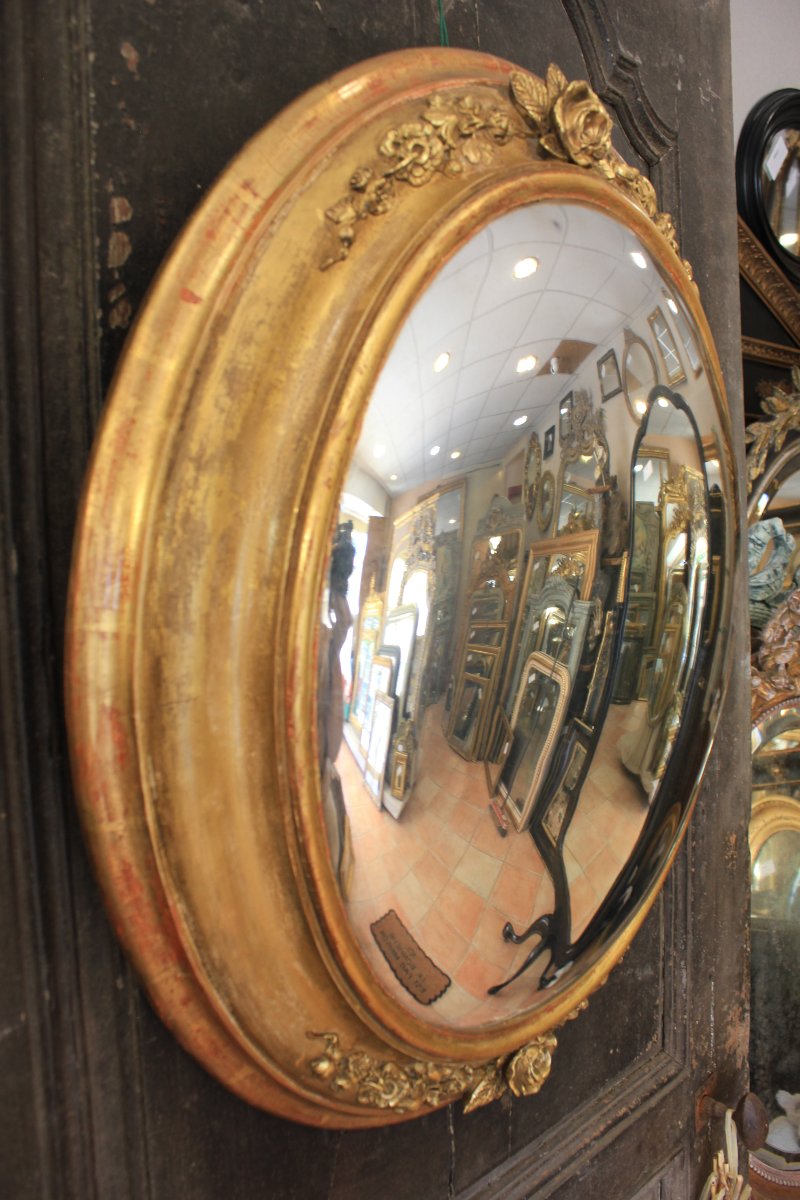 52 X 62 Cm, Large Medallion, Witch's Mirror, Gilded Wood, 19th Century-photo-1