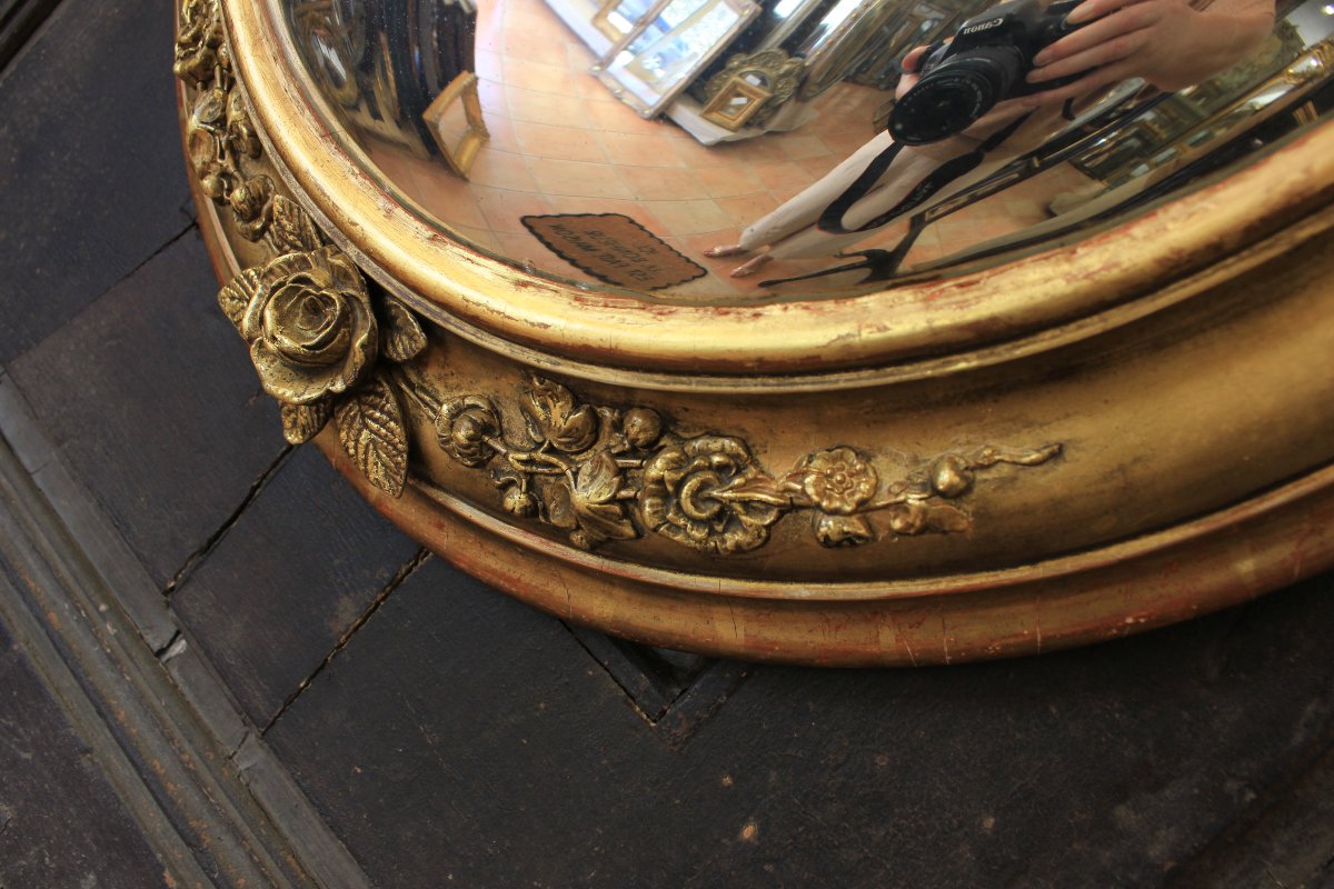 52 X 62 Cm, Large Medallion, Witch's Mirror, Gilded Wood, 19th Century-photo-7