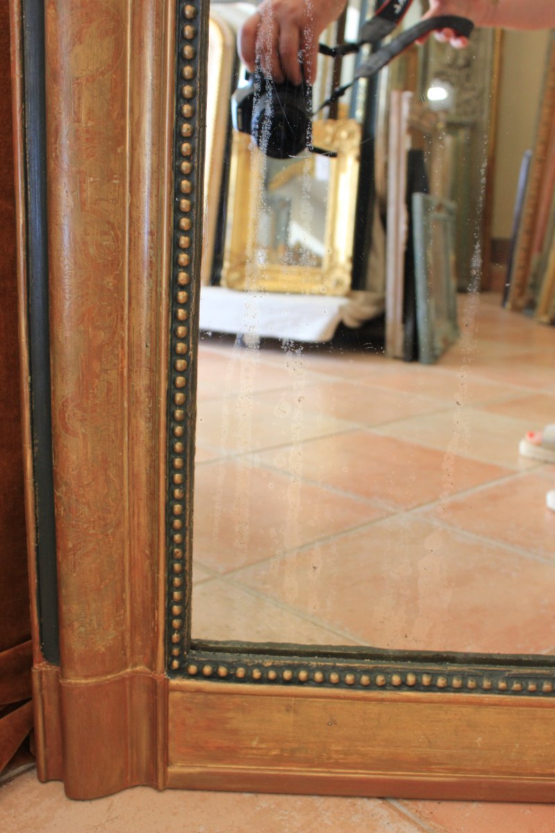 108 x 171 cm Grand miroir Louis Philippe perlé-photo-4