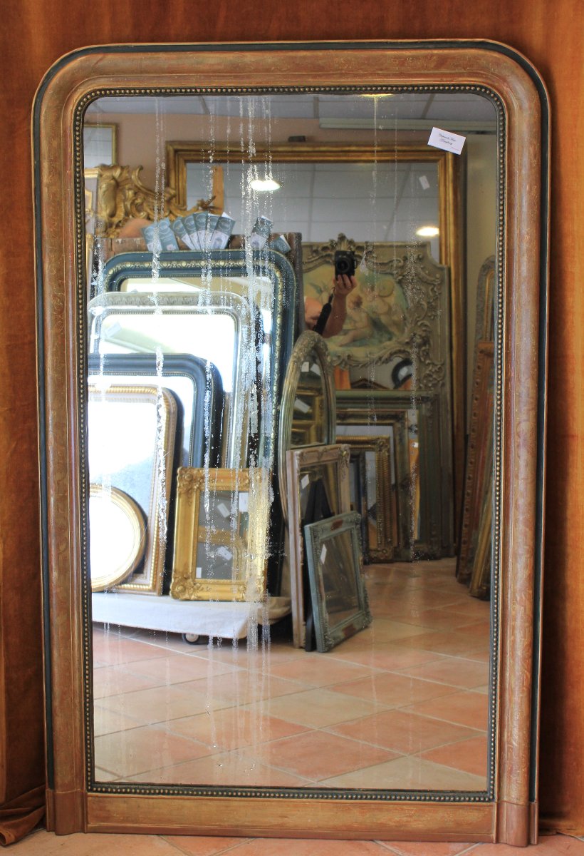 108 x 171 cm Grand miroir Louis Philippe perlé