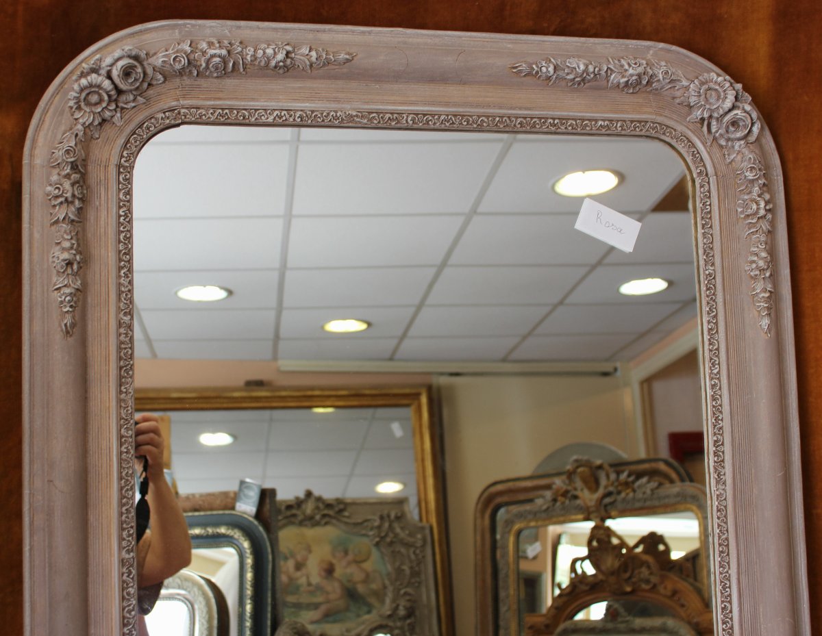 84 X 108 Antique Fireplace Mirror, Restored With A Patina Finish-photo-2