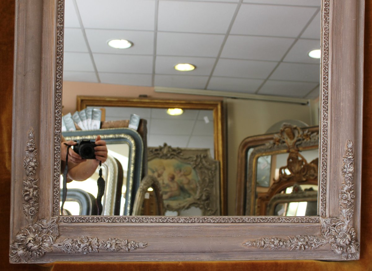 84 X 108 Antique Fireplace Mirror, Restored With A Patina Finish-photo-3