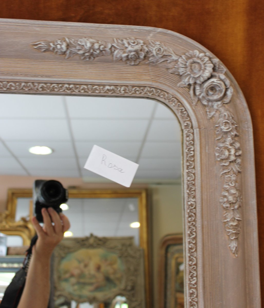 84 X 108 Antique Fireplace Mirror, Restored With A Patina Finish-photo-2