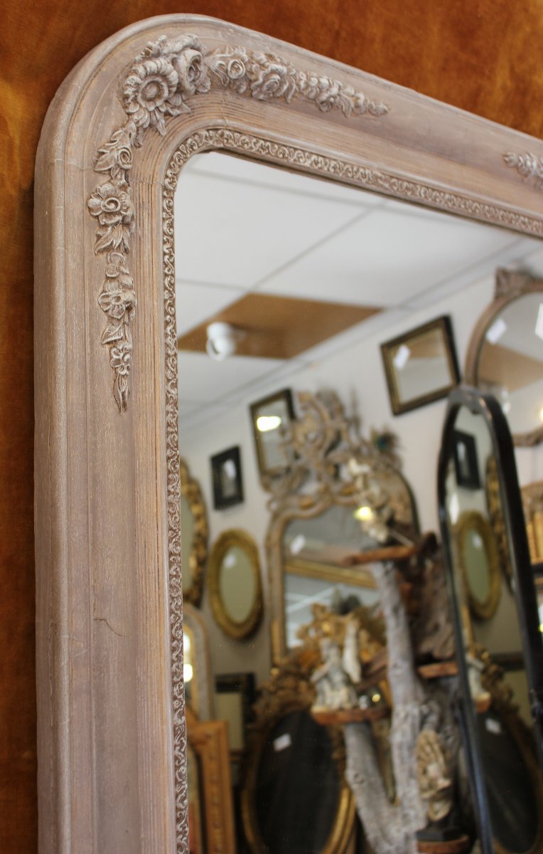 84 X 108 Antique Fireplace Mirror, Restored With A Patina Finish-photo-3