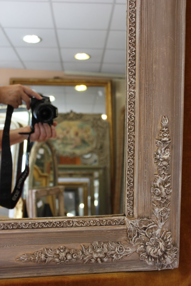 84 X 108 Antique Fireplace Mirror, Restored With A Patina Finish-photo-4
