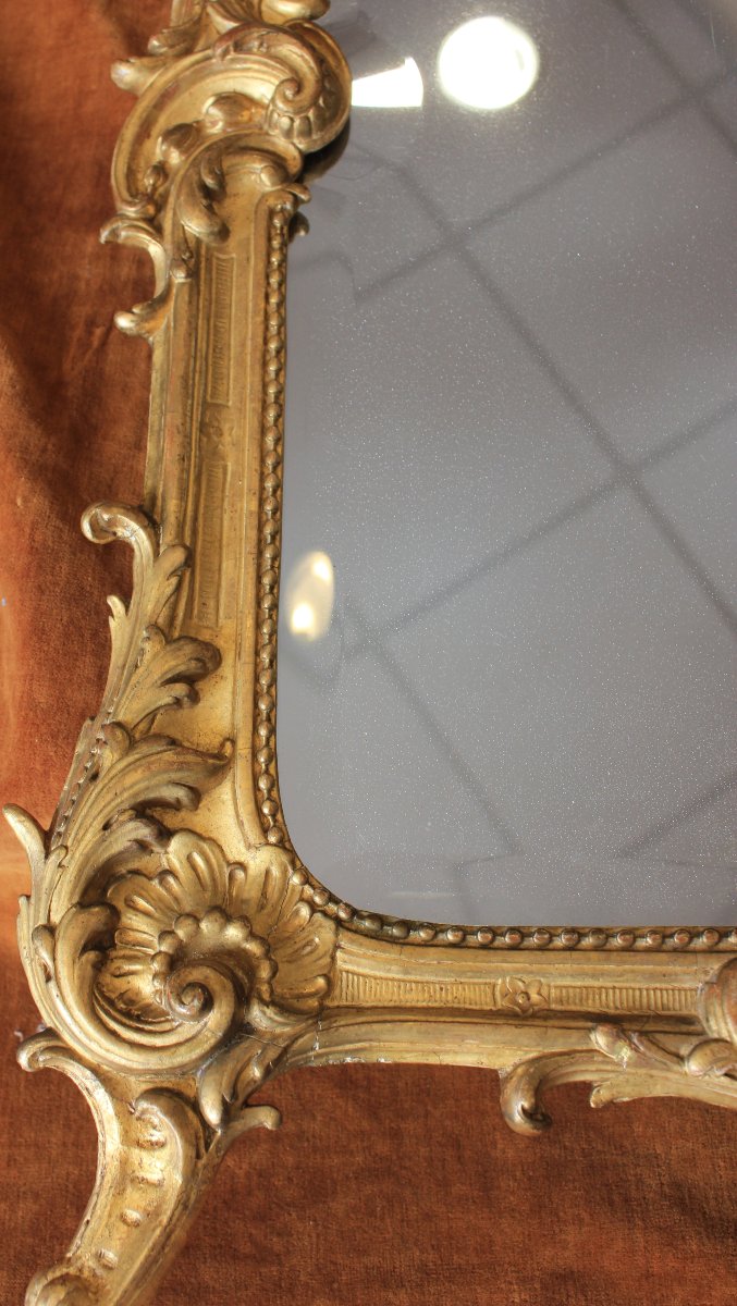 58 x 80 cm  miroir Napoléon III, feuille d'or, glace biseautée au mercure-photo-2