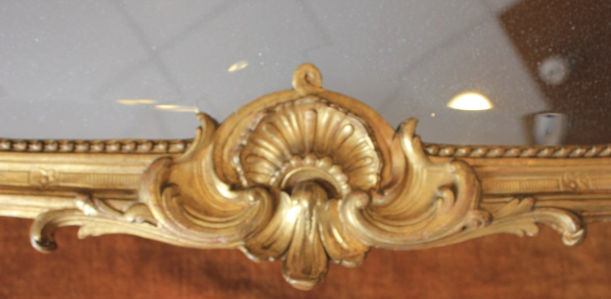 58 x 80 cm  miroir Napoléon III, feuille d'or, glace biseautée au mercure-photo-3