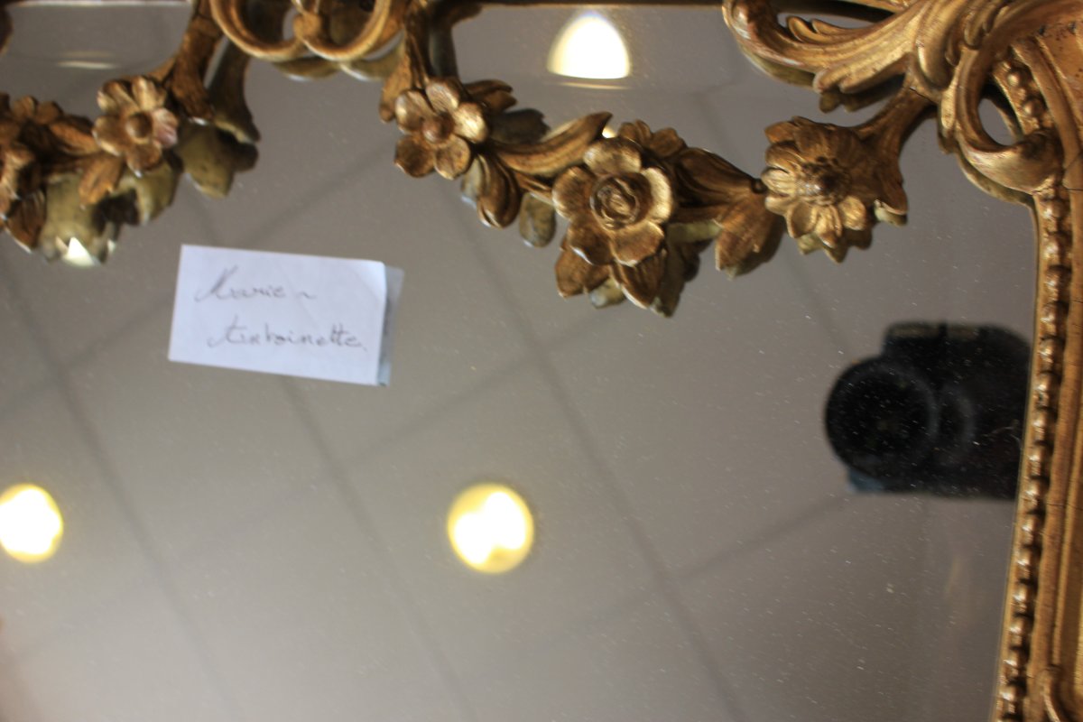 58 x 80 cm  miroir Napoléon III, feuille d'or, glace biseautée au mercure-photo-5