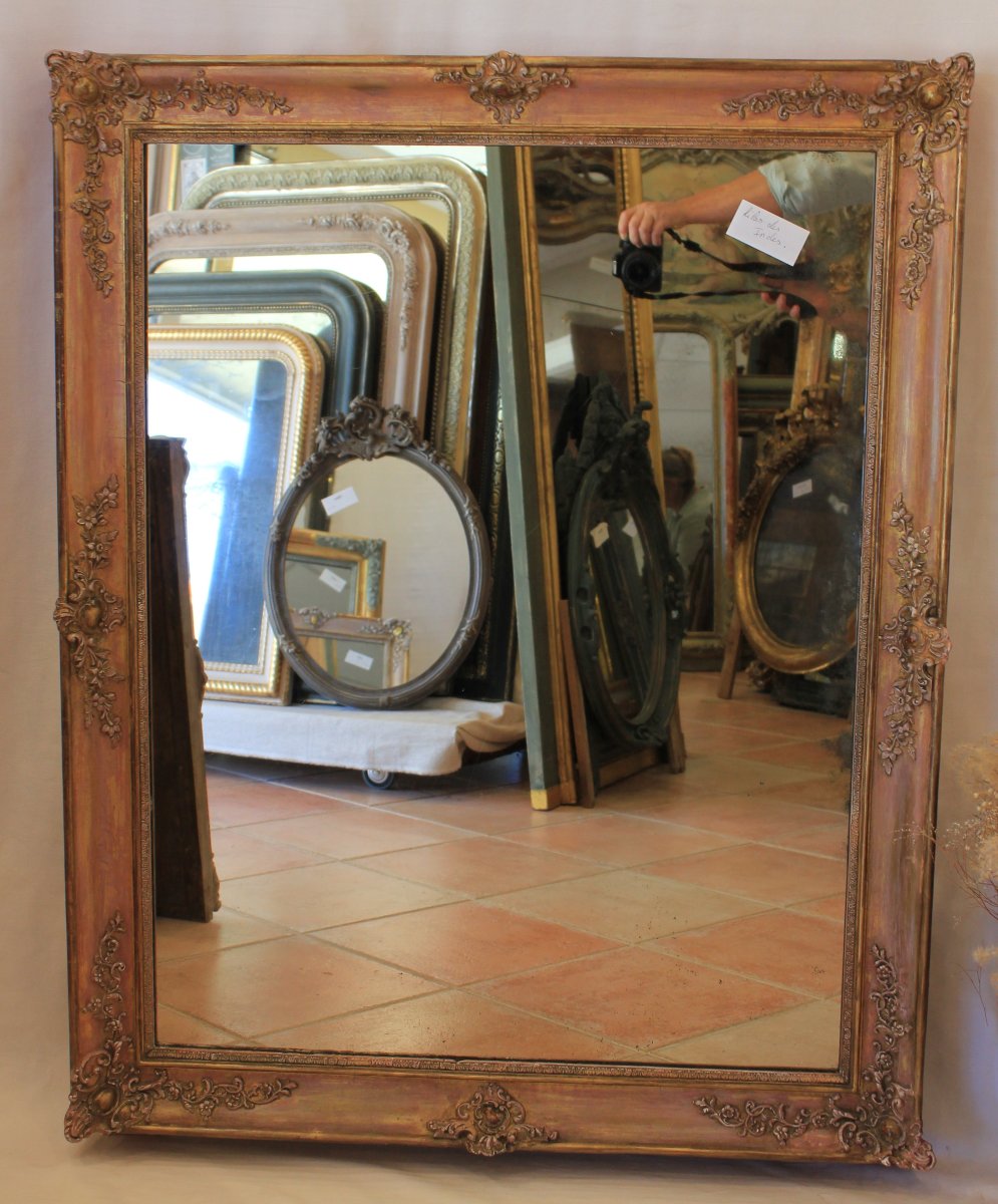 86 x 107 cm miroir ancien rectangle, glace mercure, XIXème-photo-1
