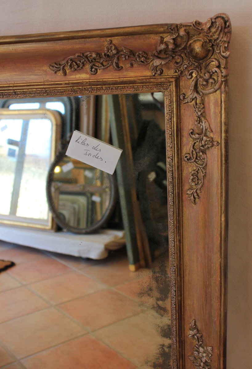 86 x 107 cm miroir ancien rectangle, glace mercure, XIXème-photo-2