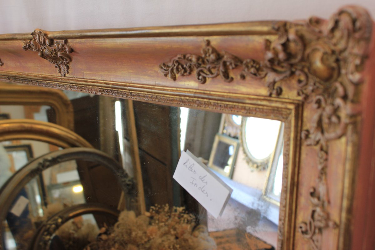 86 x 107 cm miroir ancien rectangle, glace mercure, XIXème-photo-3