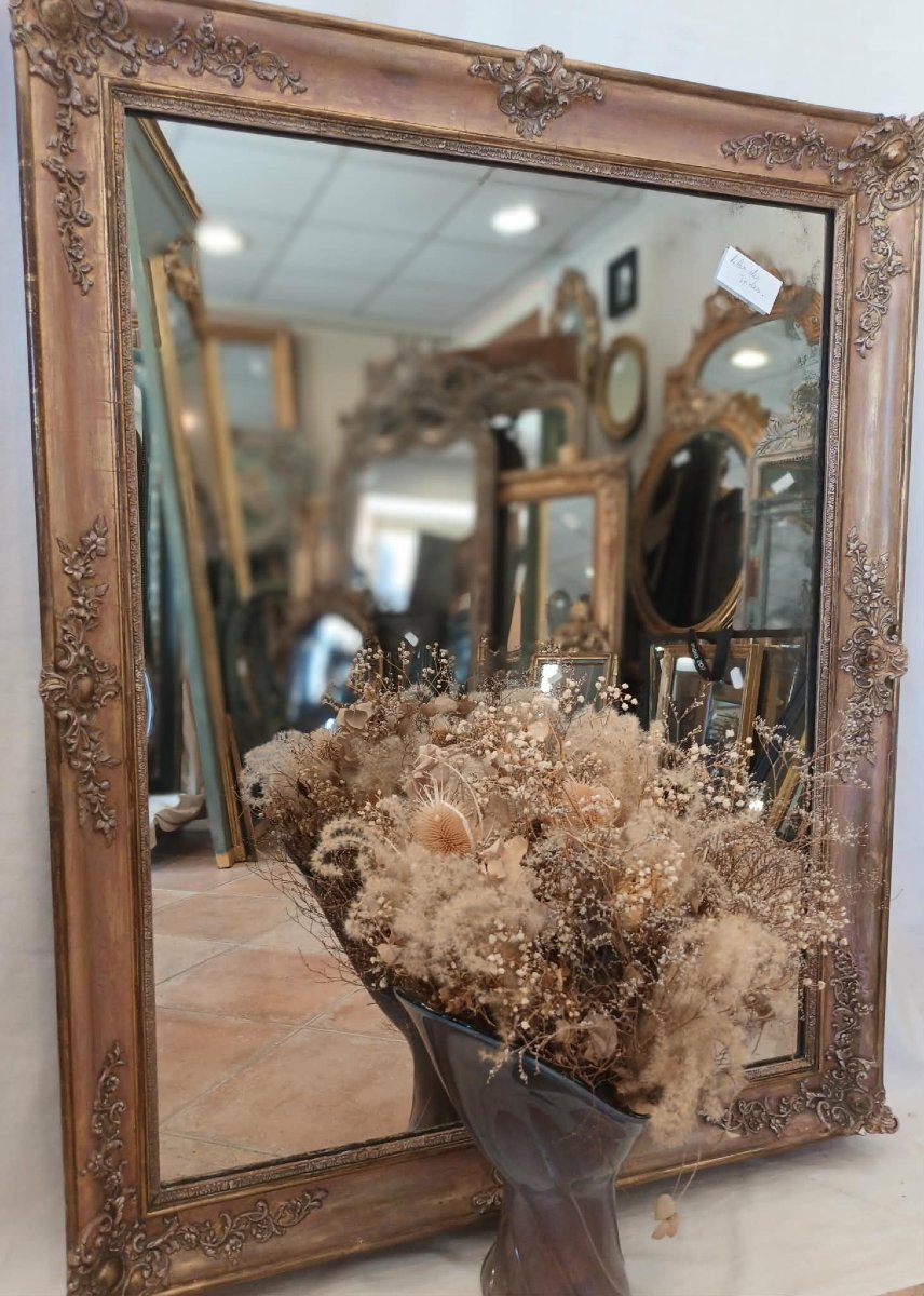 86 x 107 cm miroir ancien rectangle, glace mercure, XIXème