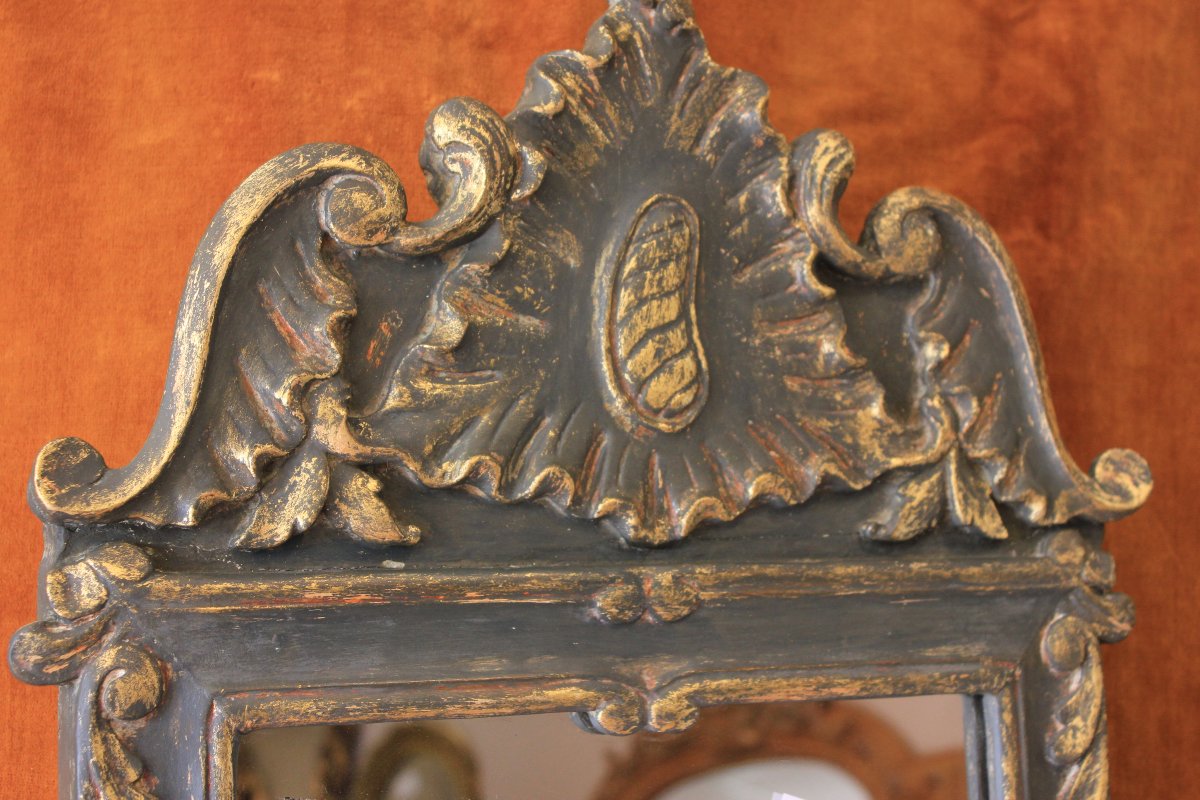 Miroir ancien style Louis XV,  glace mercure, 44 x 75 cm-photo-2