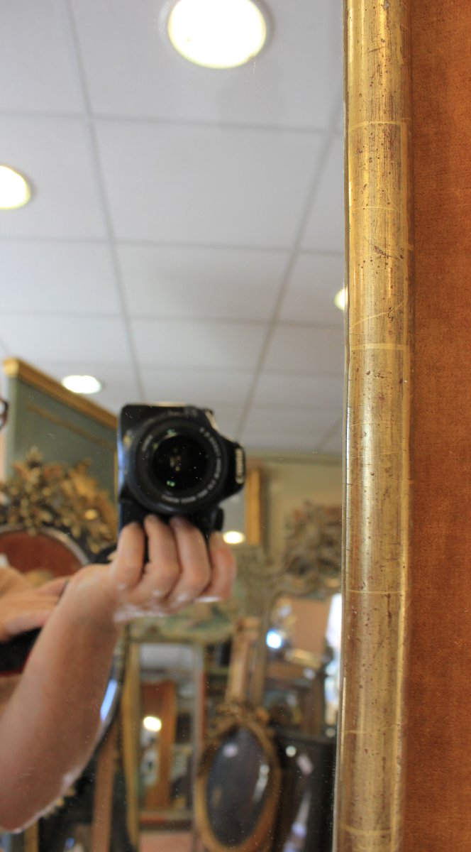miroir rectangle demi-jonc, feuille d'or 62 x 76 cm-photo-4