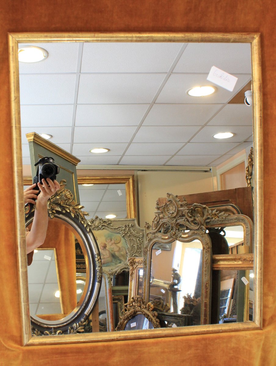 miroir rectangle demi-jonc, feuille d'or 62 x 76 cm-photo-1