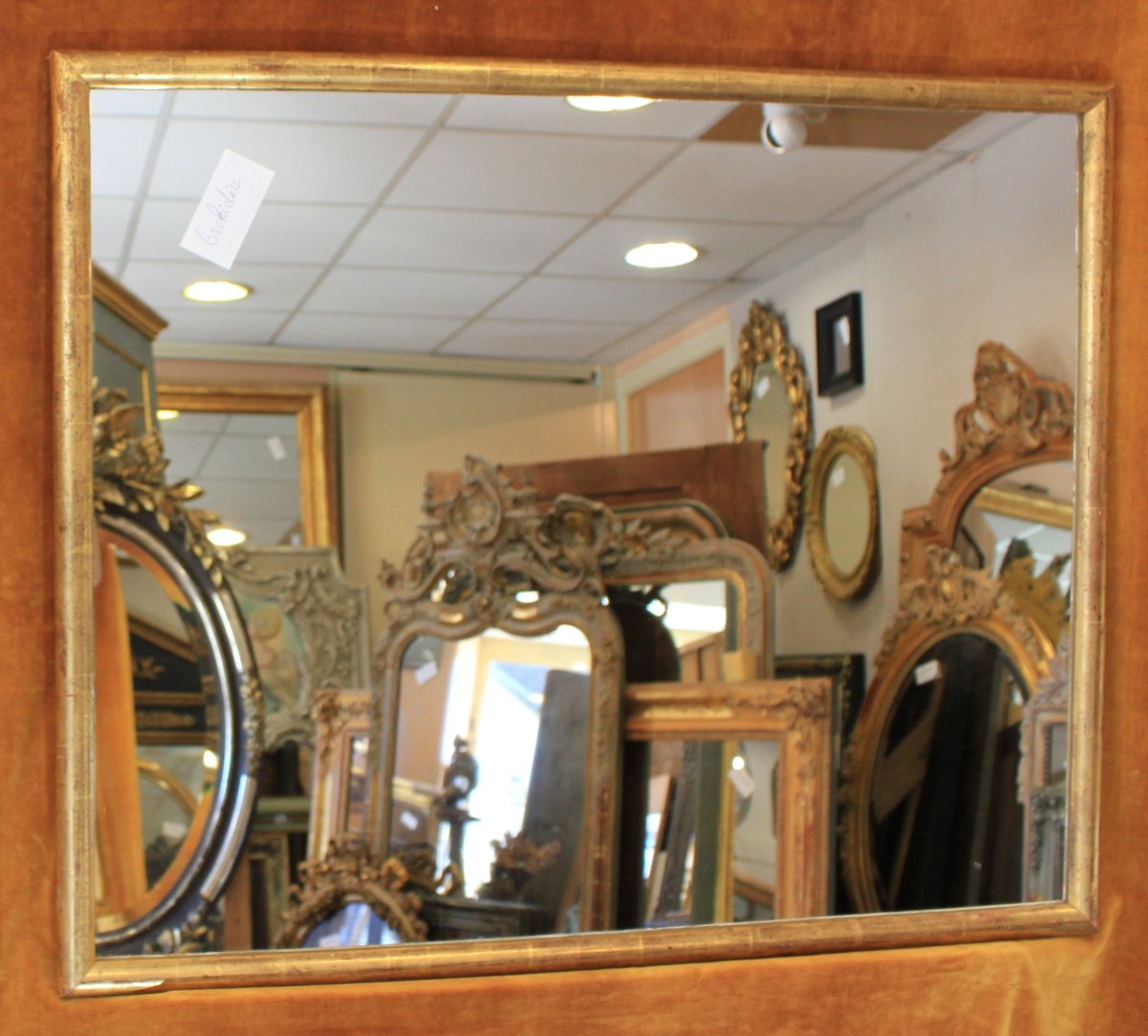 miroir rectangle demi-jonc, feuille d'or 62 x 76 cm-photo-2