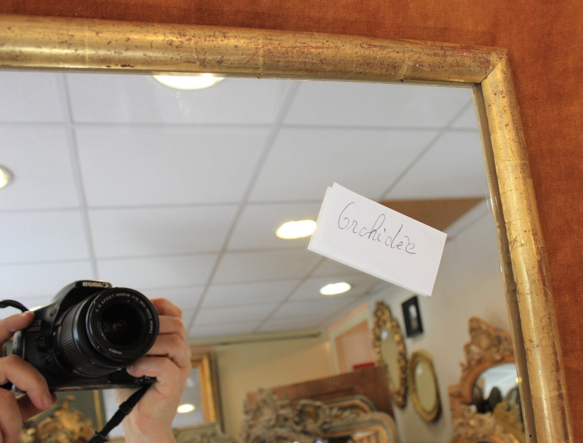 miroir rectangle demi-jonc, feuille d'or 62 x 76 cm-photo-6