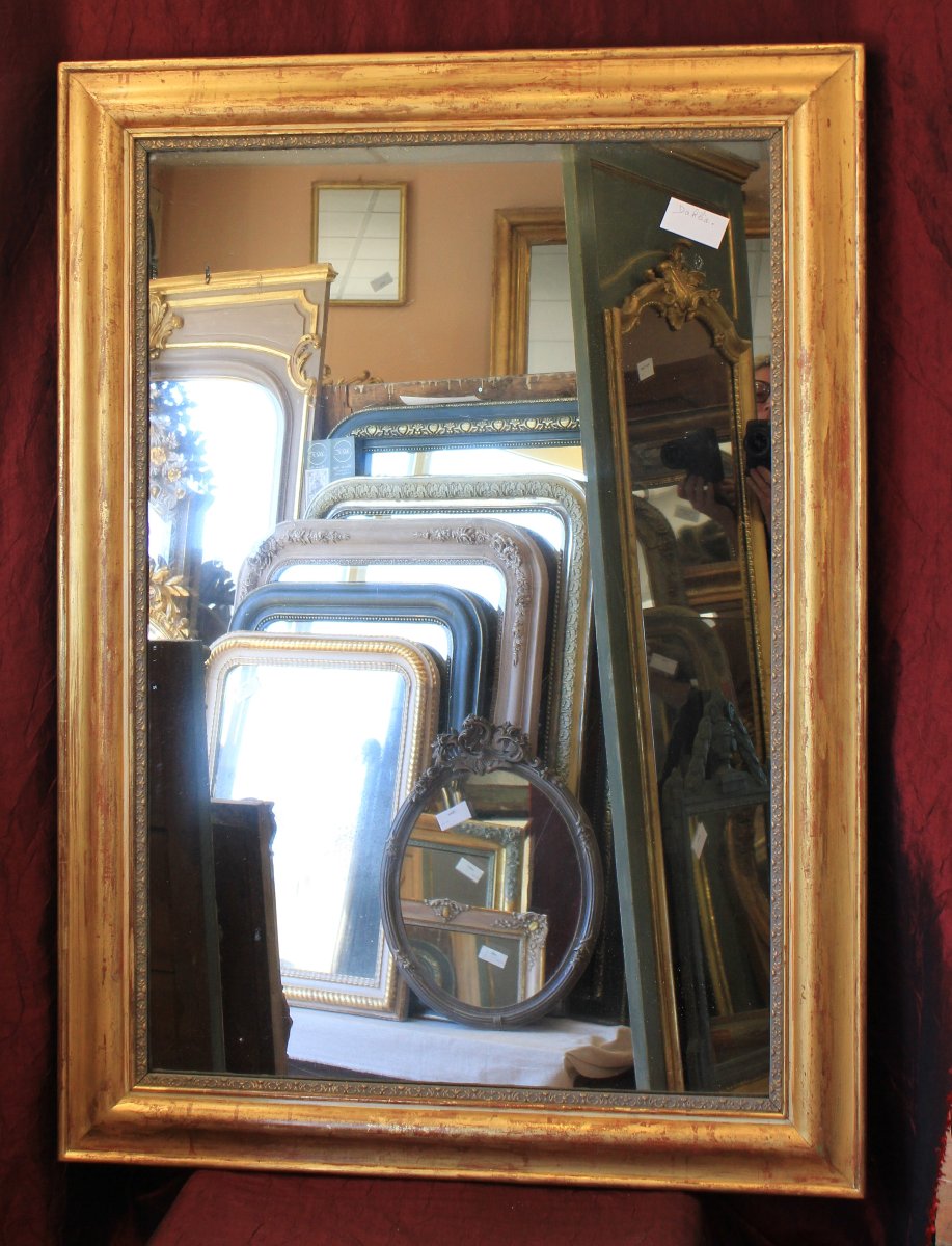 Fausse paire de miroirs rectangle Louis Philippe, glace mercure,94 x 130 cm-photo-2