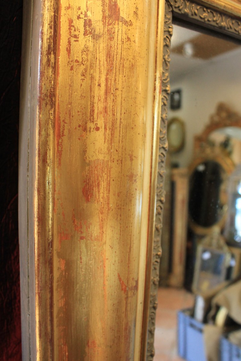 Louis Philippe Rectangular Mirror With Gold Leaf, Mercury Glass, 97 X 112 Cm-photo-1
