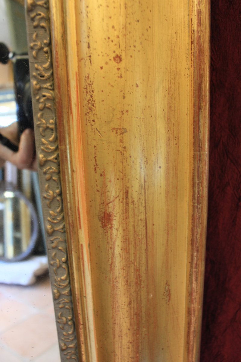  Louis Philippe Rectangular Mirror With Gold Leaf, Mercury Glass, 97 X 112 Cm-photo-3