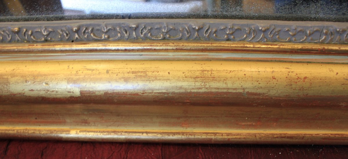  Louis Philippe Rectangular Mirror With Gold Leaf, Mercury Glass, 97 X 112 Cm-photo-4