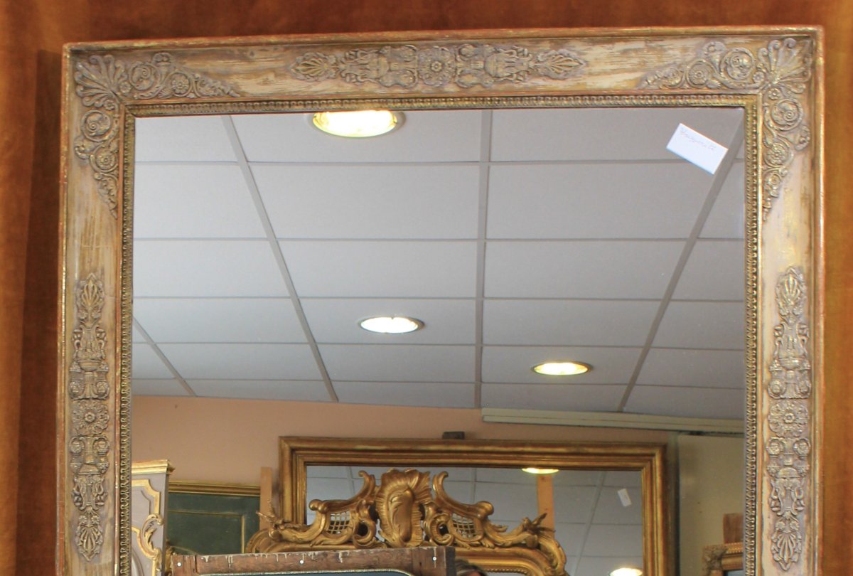 Large Antique Rectangular Mirror, First Empire Period, 100 X 155 Cm-photo-2
