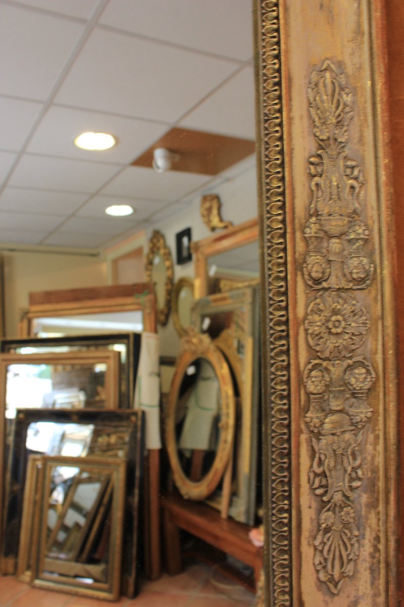 Large Antique Rectangular Mirror, First Empire Period, 100 X 155 Cm-photo-3