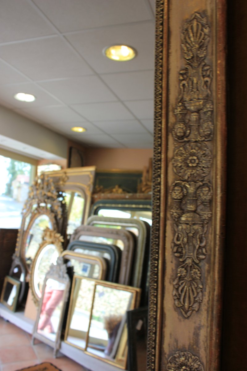 Large Antique Rectangular Mirror, First Empire Period, 100 X 155 Cm-photo-2