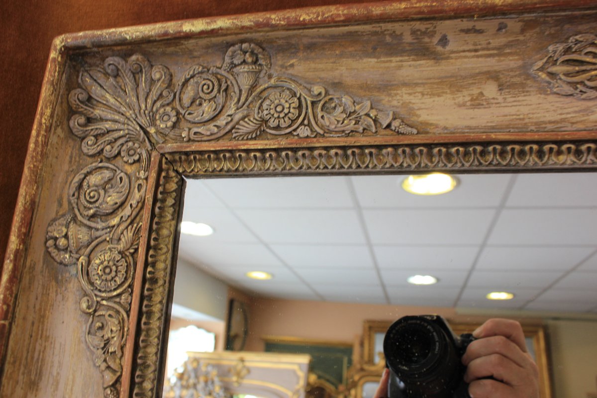 Large Antique Rectangular Mirror, First Empire Period, 100 X 155 Cm-photo-3