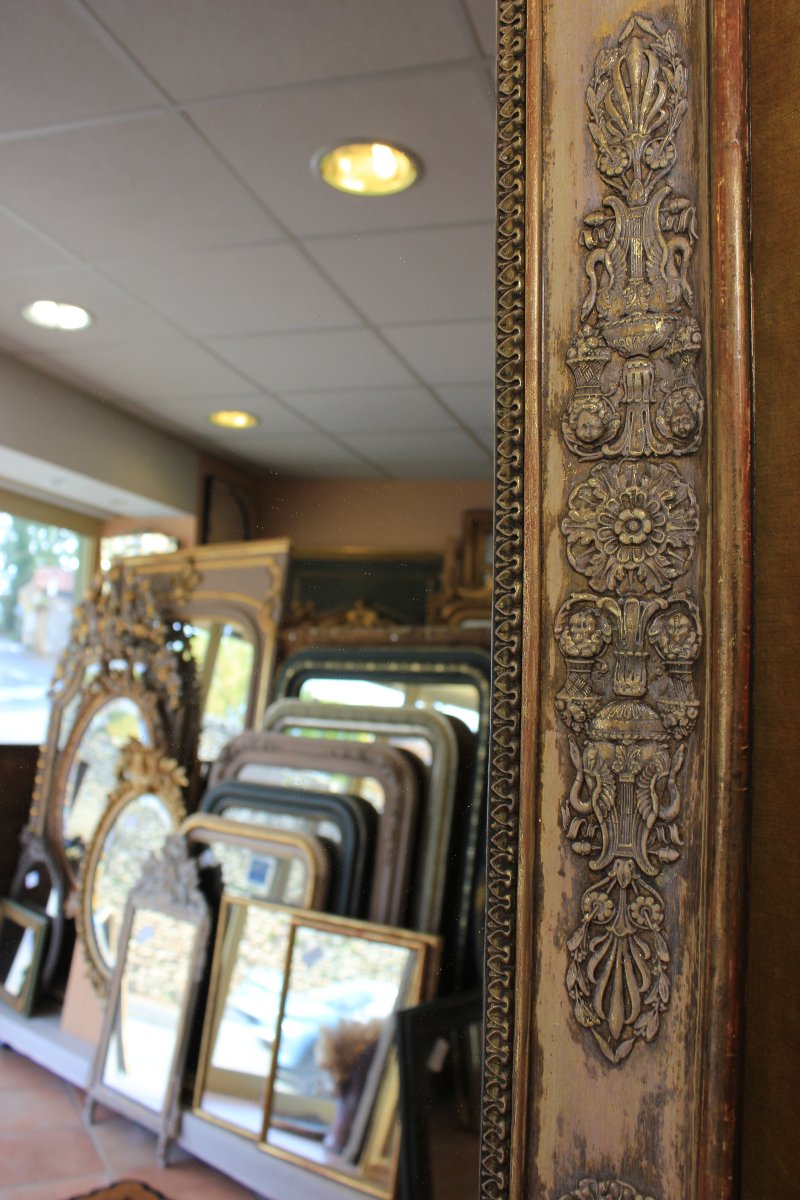 Large Antique Rectangular Mirror, First Empire Period, 100 X 155 Cm-photo-4