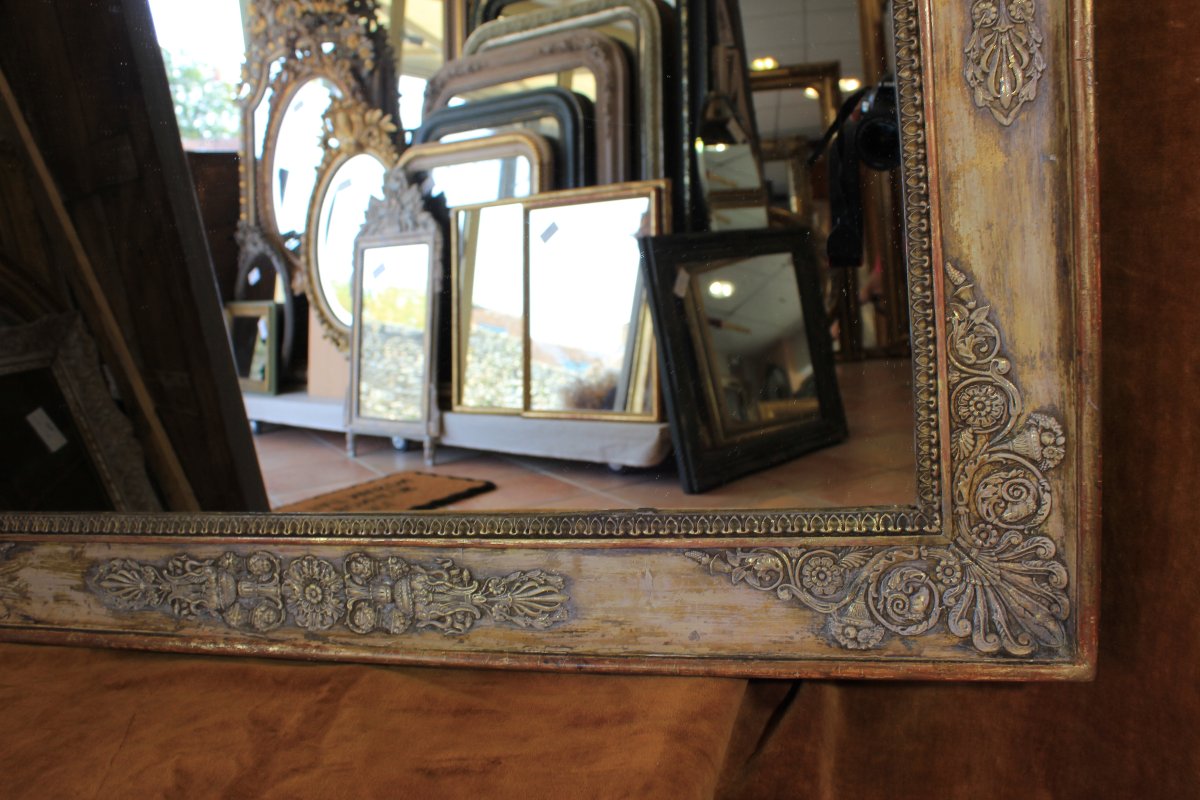 Large Antique Rectangular Mirror, First Empire Period, 100 X 155 Cm-photo-5