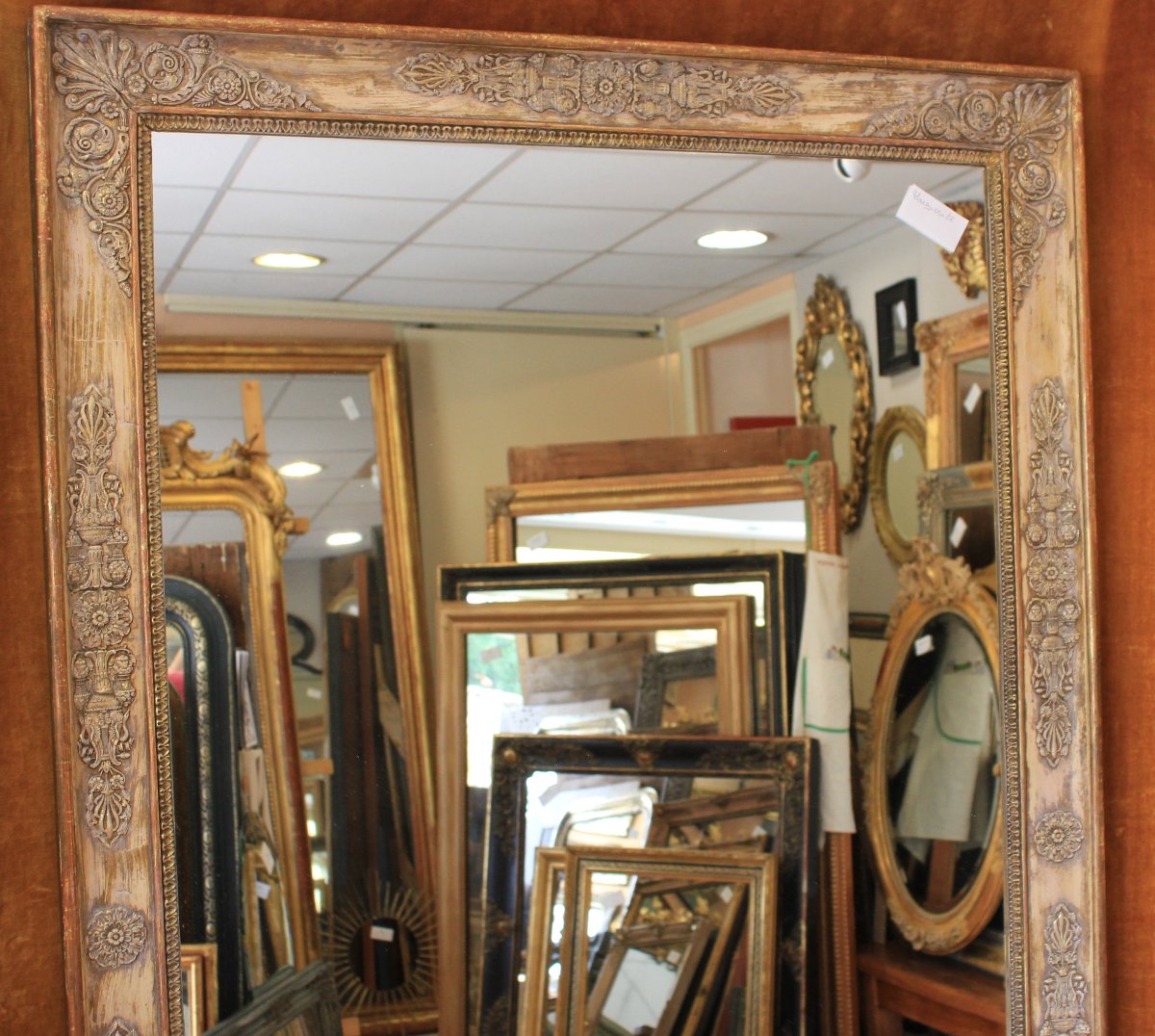 Large Antique Rectangular Mirror, First Empire Period, 100 X 155 Cm-photo-6