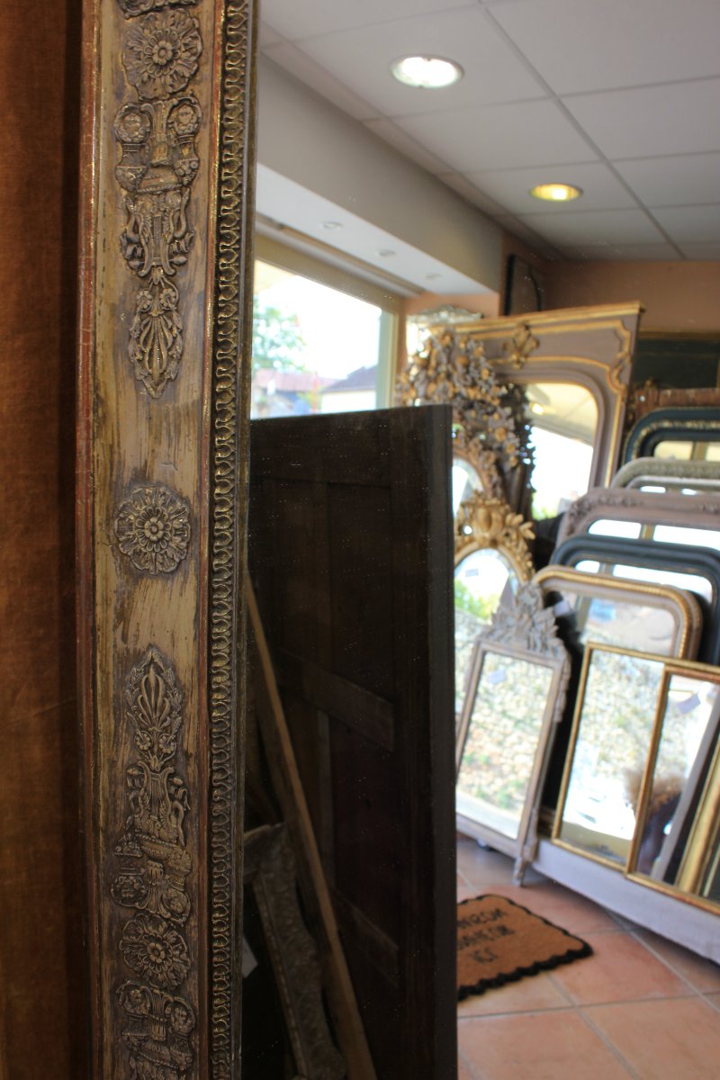 Large Antique Rectangular Mirror, First Empire Period, 100 X 155 Cm-photo-7